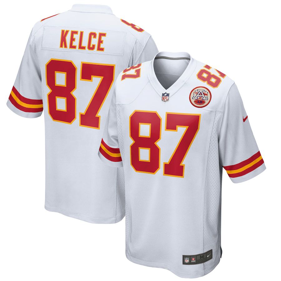 Men Kansas City Chiefs 87 Travis Kelce Nike White Game NFL Jersey